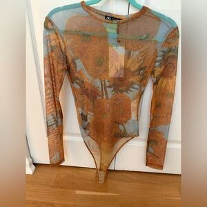 Zara Monet Sunflowers Bodysuit
